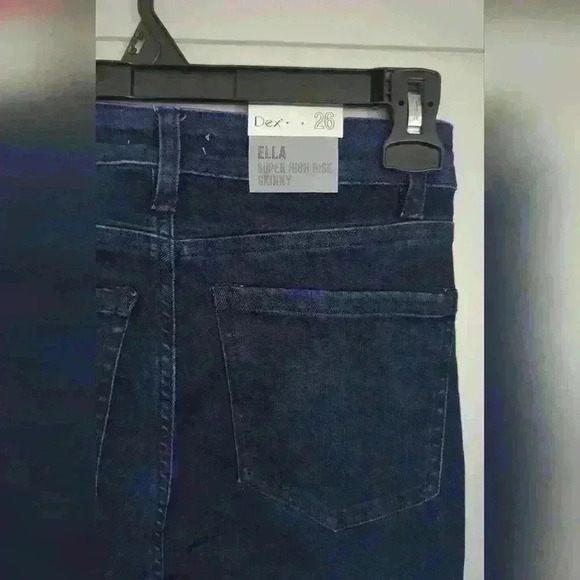 DEX | Ella Super Skinny High  Rise Split Hem Dark Wash Jeans Size 26 - Picture 7 of 7